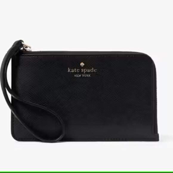 Kate Spade Lucy Small L-Zip Wristlet Black KH613 - Picture 1 of 5